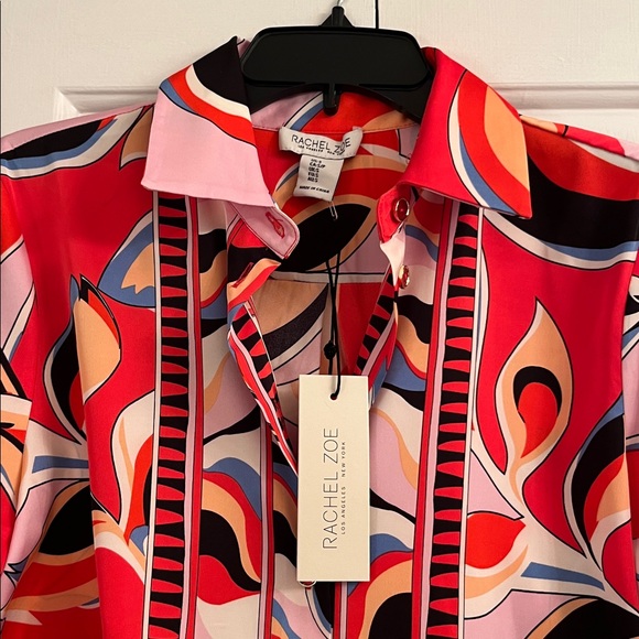 Pucci Inspired Rachel Zoe New With Tags Long Sleeve Button Front Blouse - Picture 3 of 9